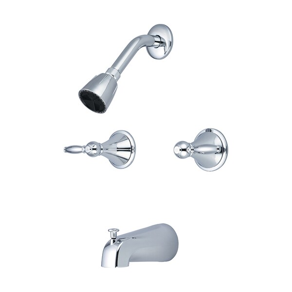 Two Handle Tub and Shower Set, Polished Chrome, Wall